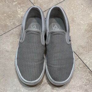 Vans slip ons gray taupe color woven look